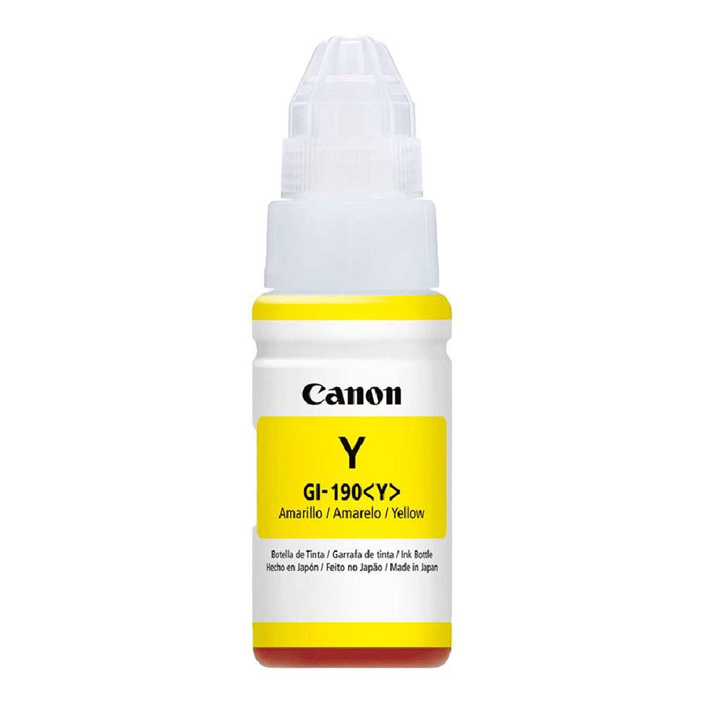 Botella de Tinta Canon GI-190 Amarilla de 70 mL para Impresoras PIXMA G Series