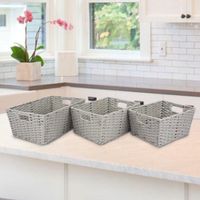 Set 3 Canastas Recttangular Gris - Viva