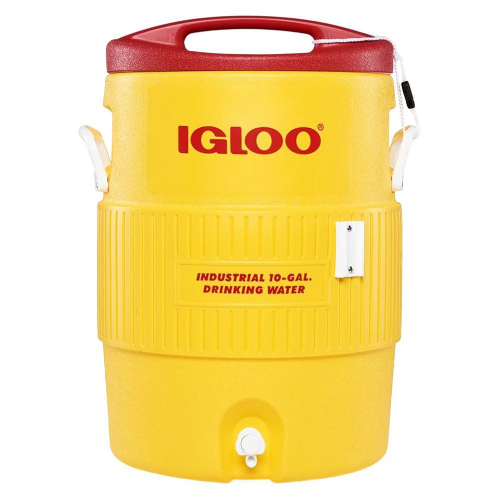 Hielera Redonda Industrial para Agua 37.8 Litros Amarilla con Dispensador