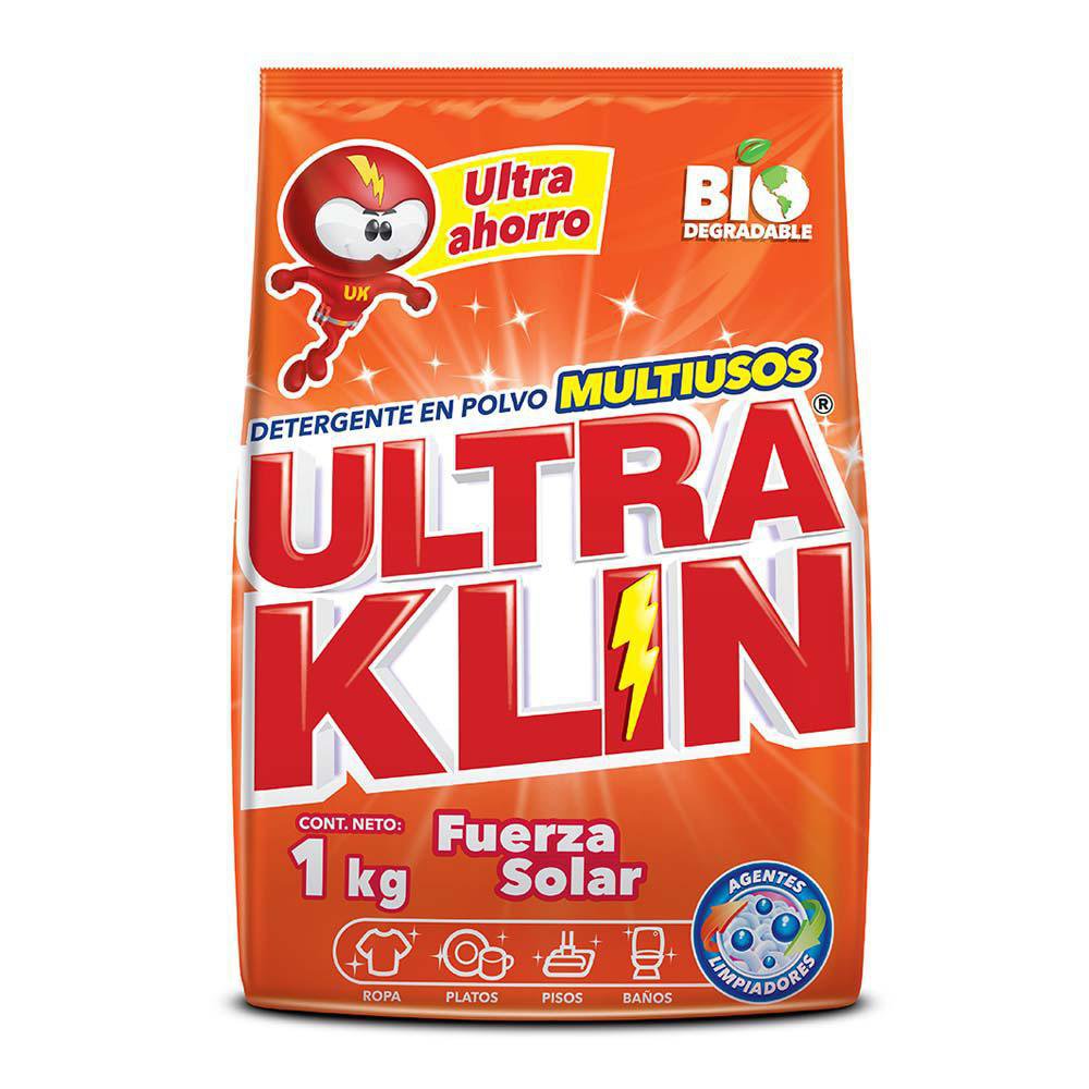 Detergente para Ropa Ultra Klin en Polvo de 1 kg - Varias Líneas Fuerza Solar