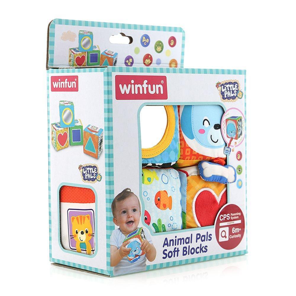 Set de Cubos Sensoriales Suaves Little Pals Amigos Animales para 6+ Meses Bloques Suaves para Bebé Amigos Animales