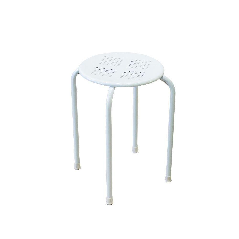Banco de Metal 30 x 30 x 44.5 cm Color Blanco Banco Metálico Blanco Decorativo y Funcional…