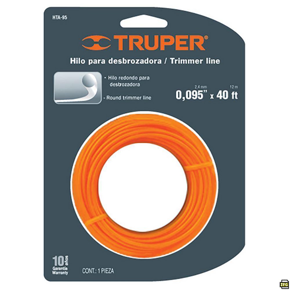 Hilo Redondo para Desbrozadora 2.4 mm x 12 Metros Color Naranja