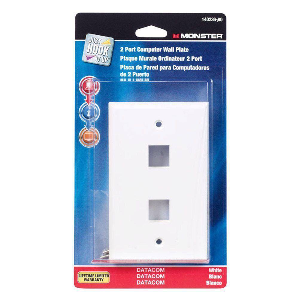 Toma Keystone para Red de Datos Cat 6 90° Placa de Pared Doble para Red de Computadora