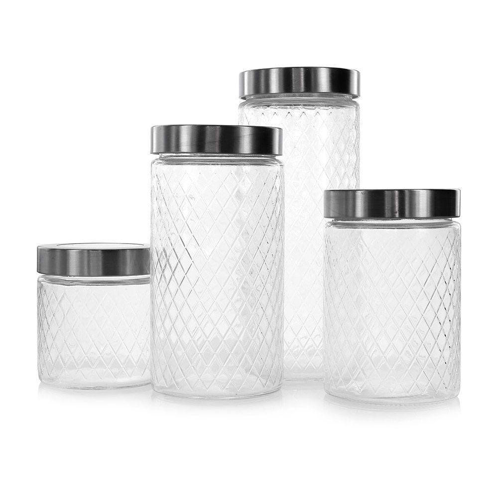 Set de 4 Especieros con Tapadera de Acero Inoxidable