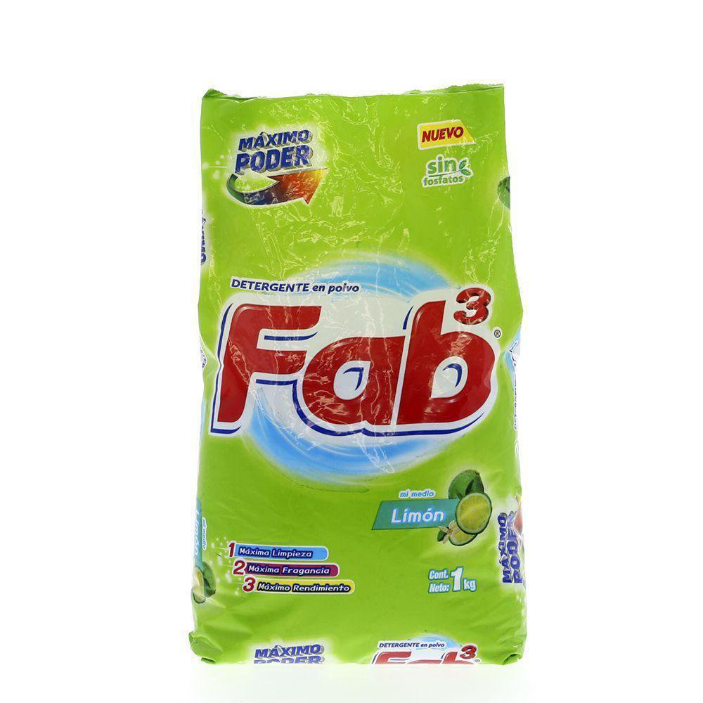 Detergente para Ropa Fab en Polvo de 1 kg - Variedad de Líneas Limón