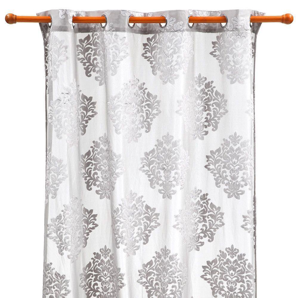 Cortina Estampada de Poliéster con Ojales de 140 x 210 cm - Varios Colores Gris