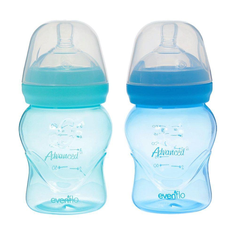 Biberón Advanced Cuello Ancho Anticólicos Dúo 5 Oz - Evenflo Varios Colores Celeste