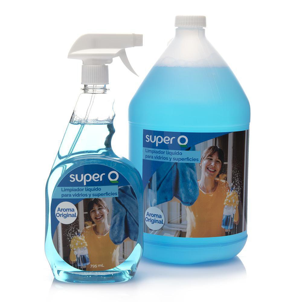Combo Limpiador Líquido para Vidrios y Superficies 1 Galón + Botella 795 mL