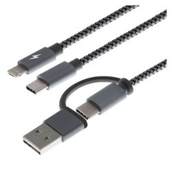 Cable Multifuncional De Carga Y Datos 4 En 1 Plateado - Xtech