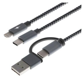 Cable Multifuncional De Carga Y Datos 4 En 1 Plateado - Xtech