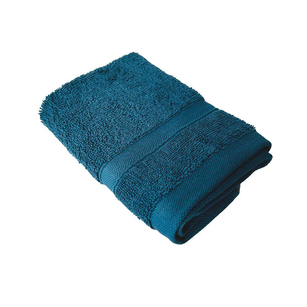 Toalla de Algodón Lisa con Bordes Decorativos Color Azul - Varios Tamaños Facial