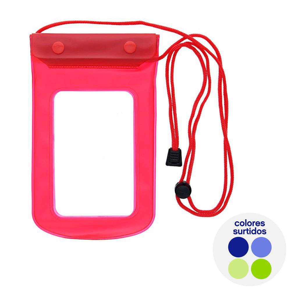 Bolsa Impermeable para Teléfono de 6 x 5 Plg con Cordón - Colores Surtidos