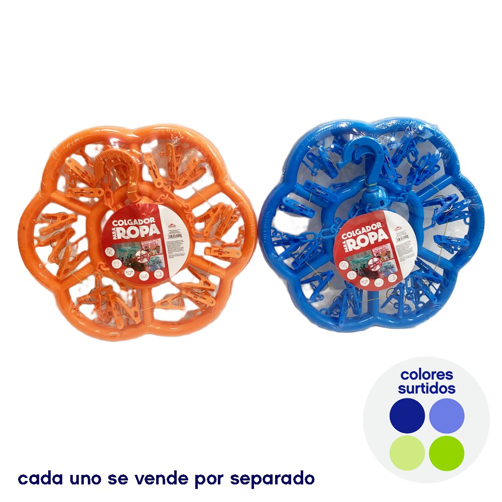 Colgador para Ropa 18 Prendas de Plástico Color Surtido