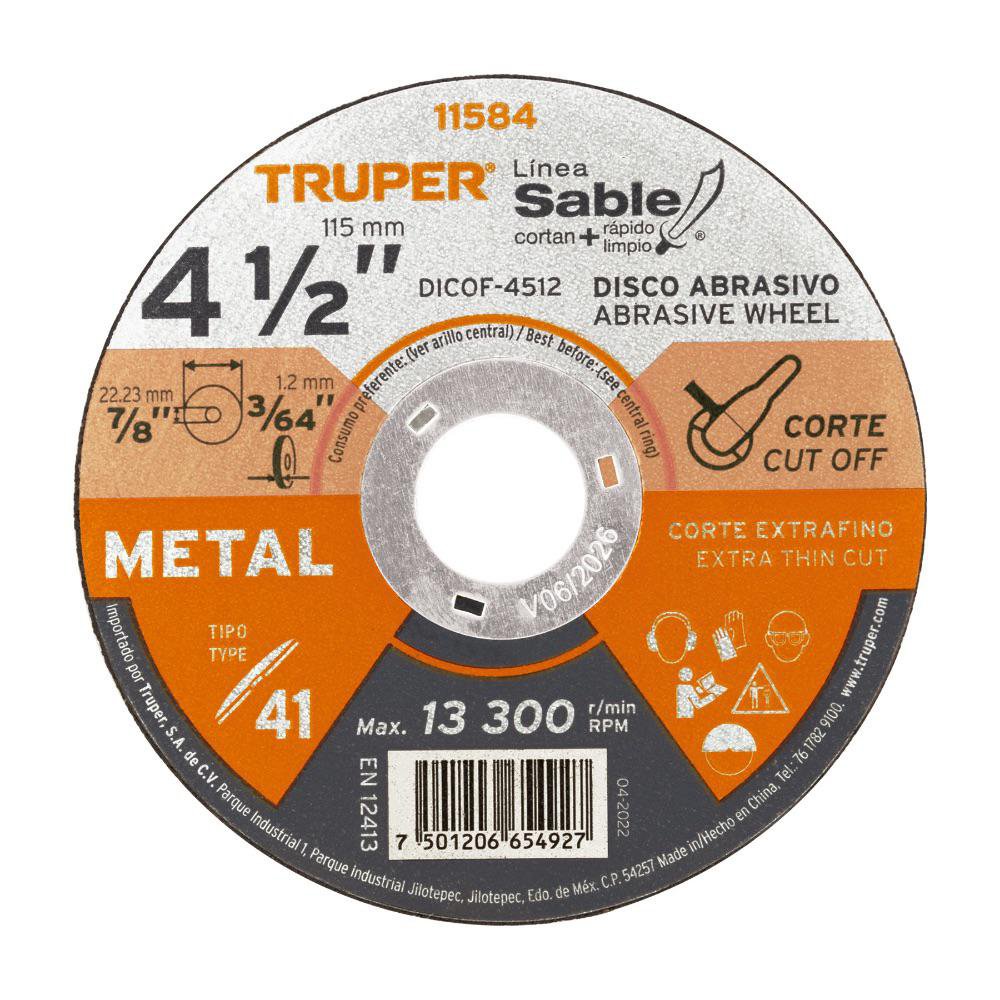 Disco Abrasivo para Corte de Metal 4 1/2 x 3/64 plg