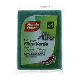 Esponja Fibra Verde X 4 - Mundo Floral
