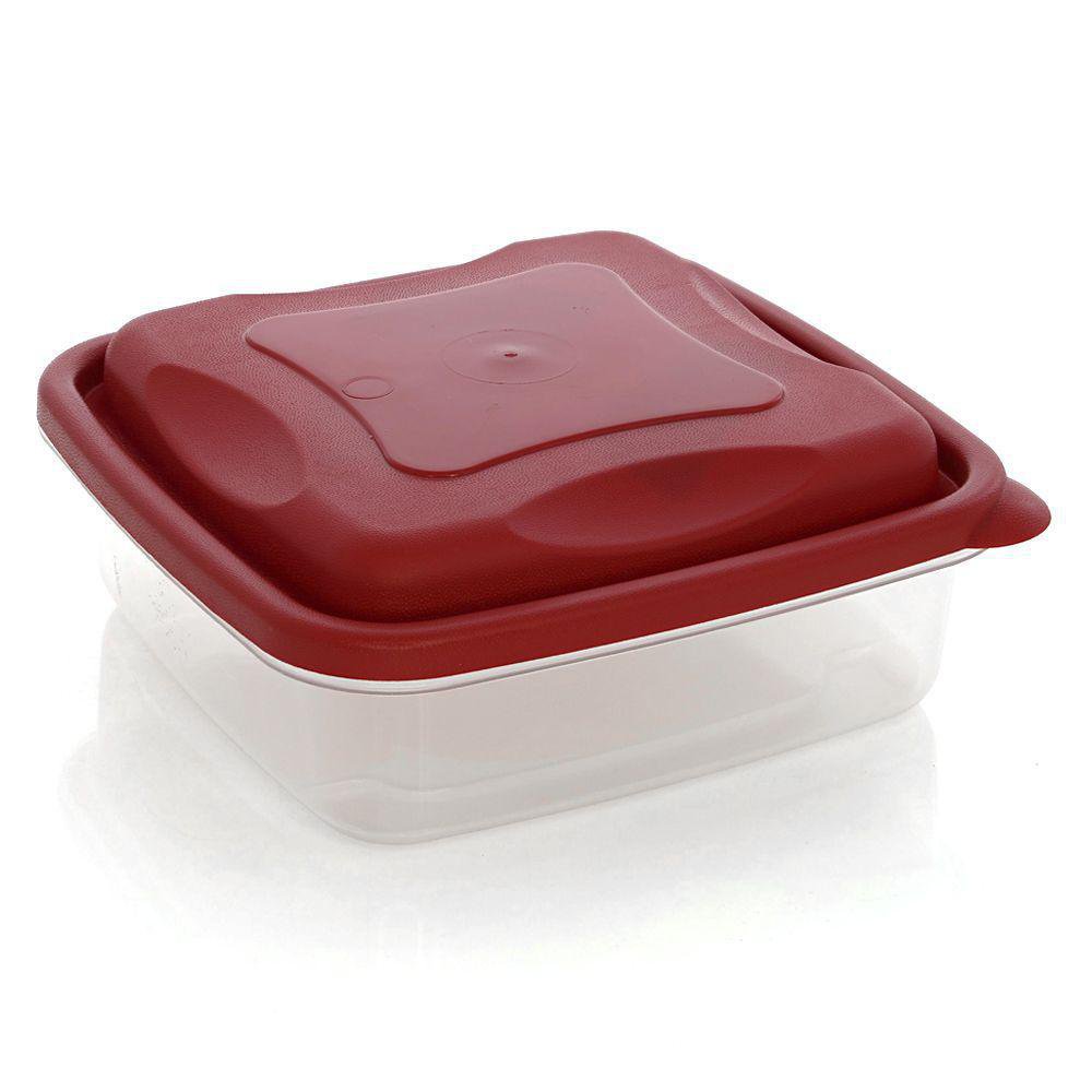 Contenedor Hermético Cuadrado de 2 Tazas con Tapadera Color Rojo