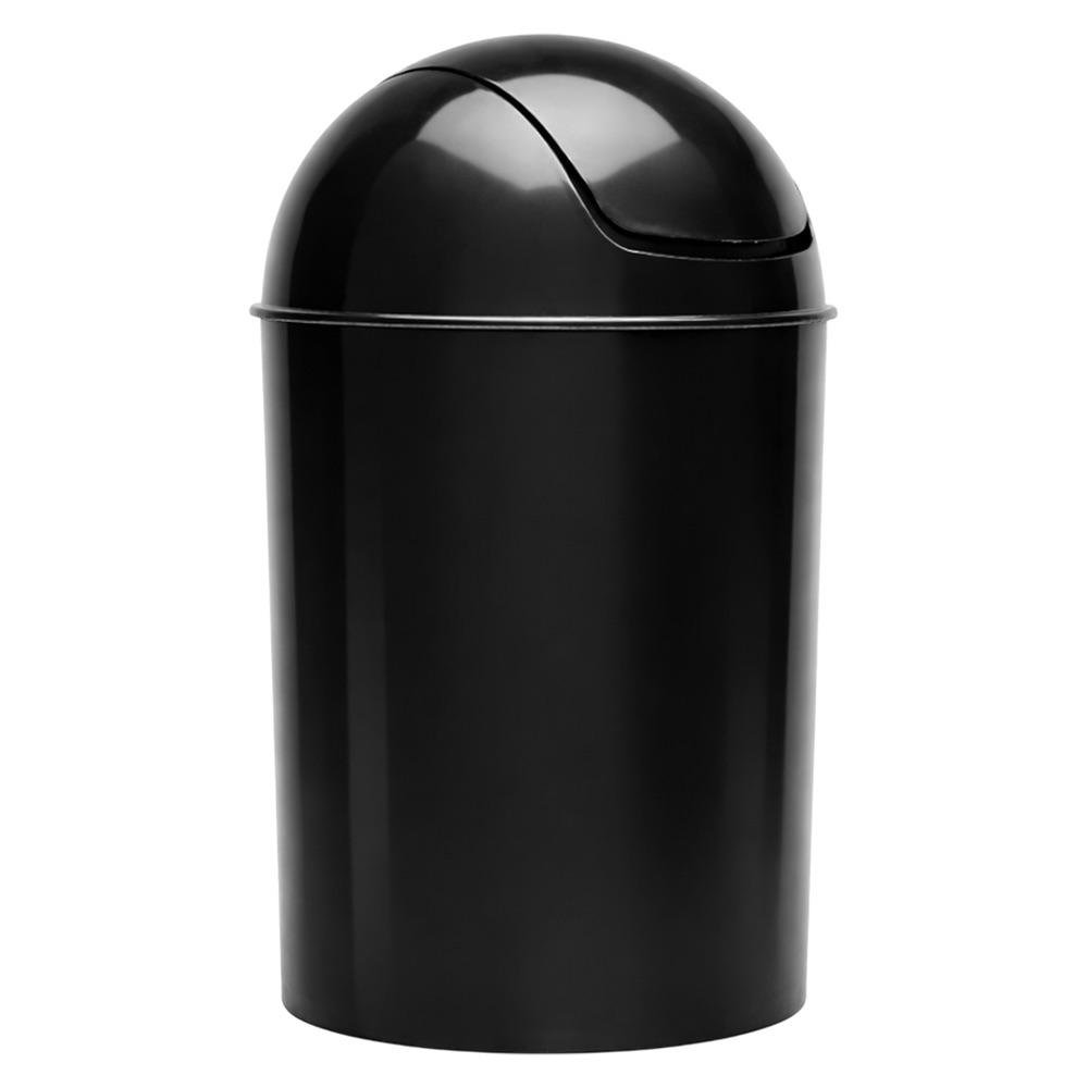 Basurero Plástico Swing con Tapa Abatible Color Negro - Varias Capacidades 20 l