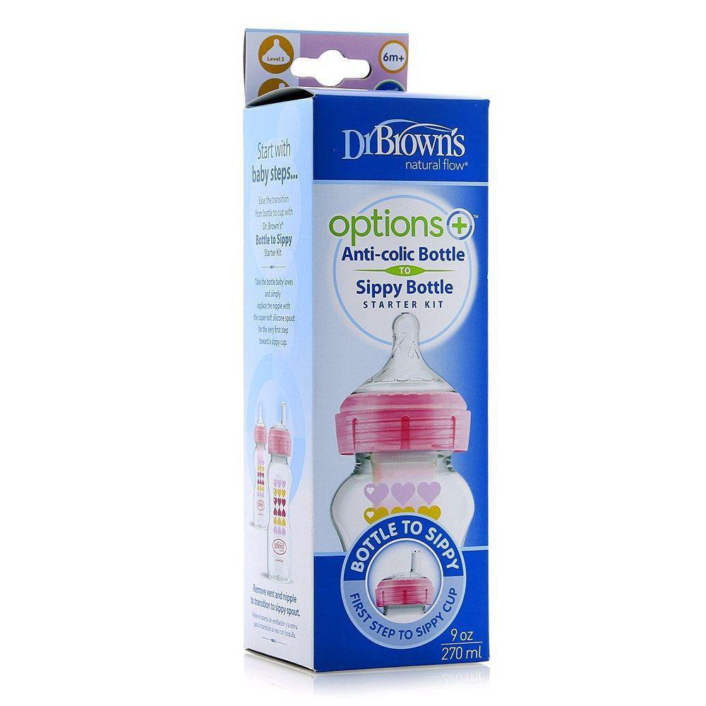 Biberón Anticólicos De Transición 9 Oz - Dr. Browns Varios Colores Rosa