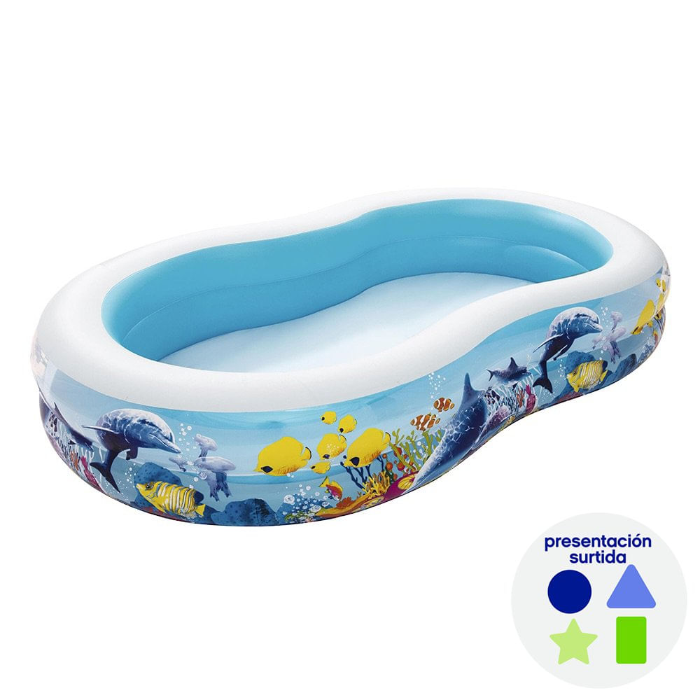 Piscina Inflable Familiar Diseño Vida Marina 2.62 x 1.57 x 0.46 Metros - Presentación Surt…