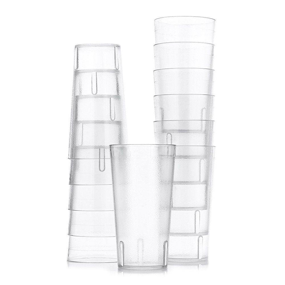 Set 12 Vasos Acrilicos Transparentes - Winco Varias Capacidades 16 oz