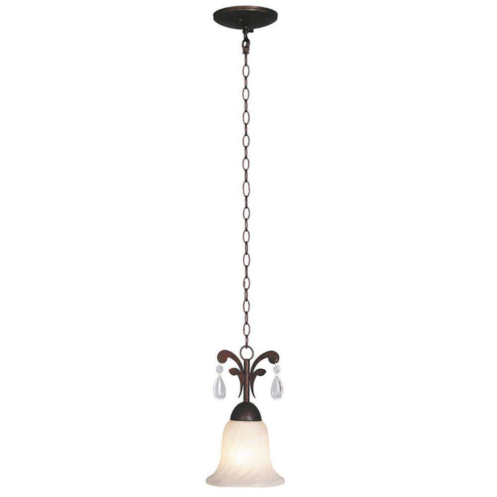 Lámpara Colgante de 1 Luz Clásica Tipo Campana Gota Café y Blanco E27 60W