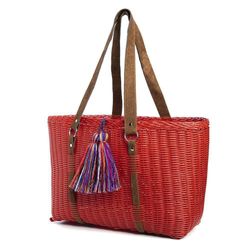 Bolsa Mediana De Plastico Azul Rojo - Calu Moda Artesanal