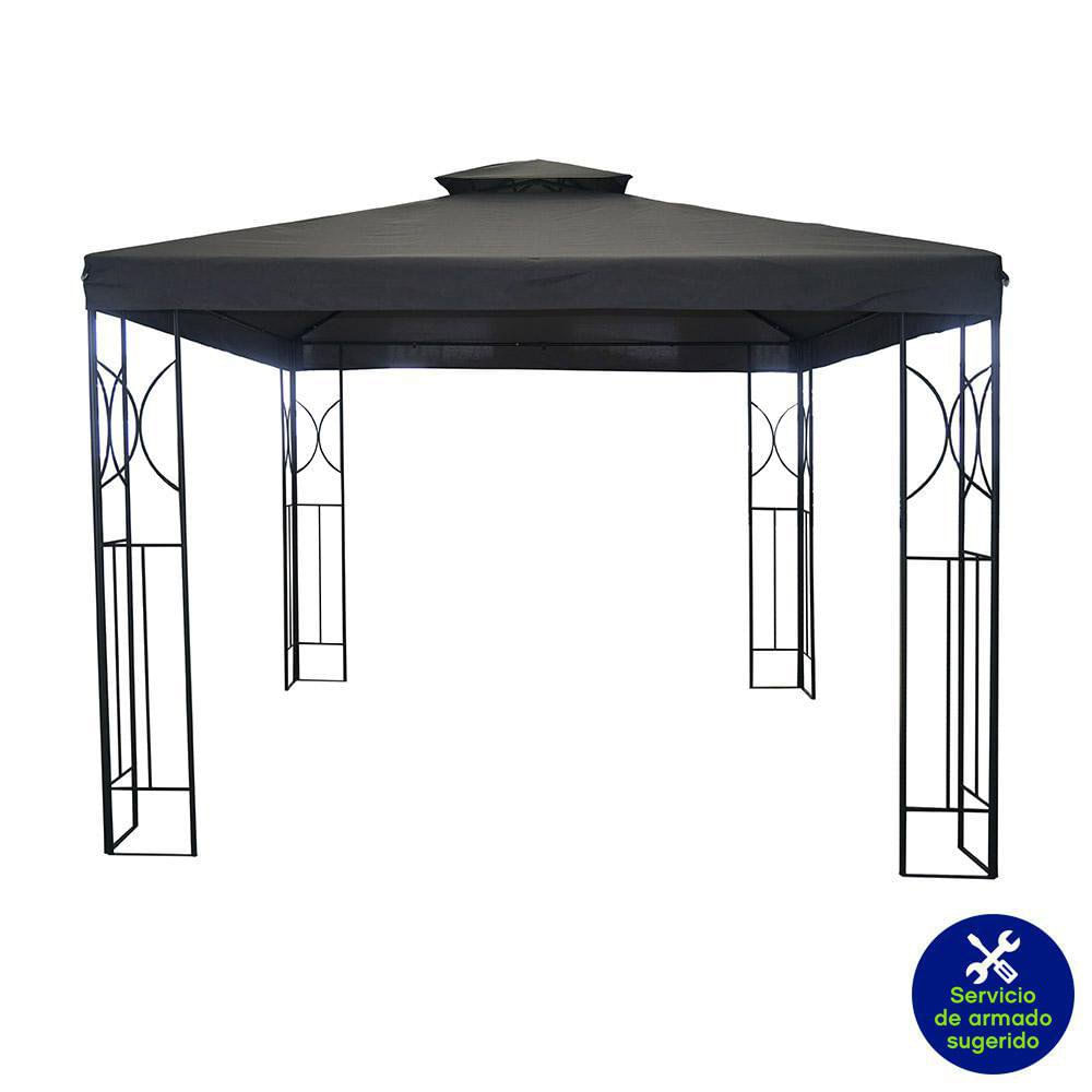 Toldo con Columnas Metálicas 3 x 3 Metros Color Gris