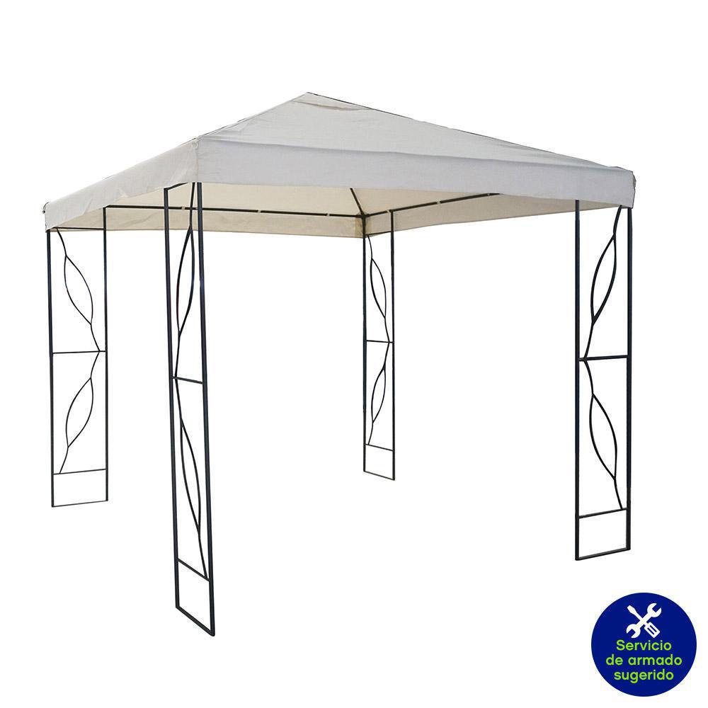 Toldo con Columnas Metálicas 2.5 x 2.5 Metros Color Beige Toldo con Columnas Metálicas Col…
