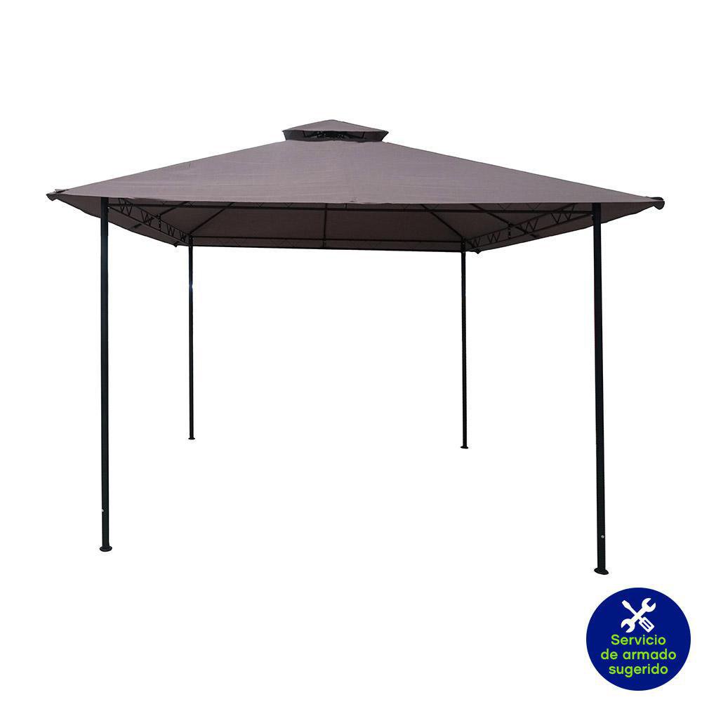 Toldo para Exterior de Acero 2.95 x 2.95 Metros Color Taupe Toldo para Exterior con Estruc…