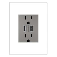Tomacorriente Doble Con 2 Puertos Usb Gris 15A - Legrand