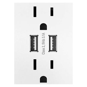 Tomacorriente Doble Con 2 Puertos Usb Blanco 15A - Legrand