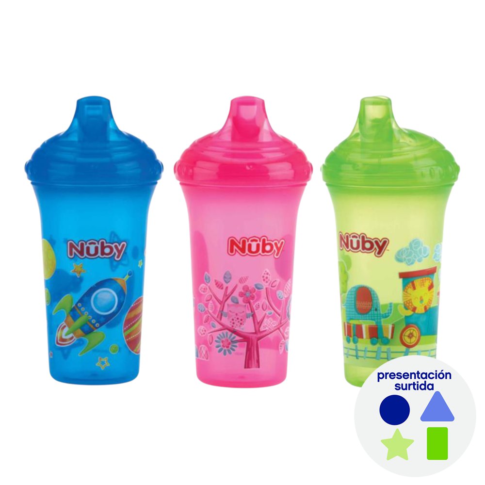 Vaso Entrenador Easy Sip con Boquilla Dura Antiderrame de 9 Oz de Plástico - Colores Surti…