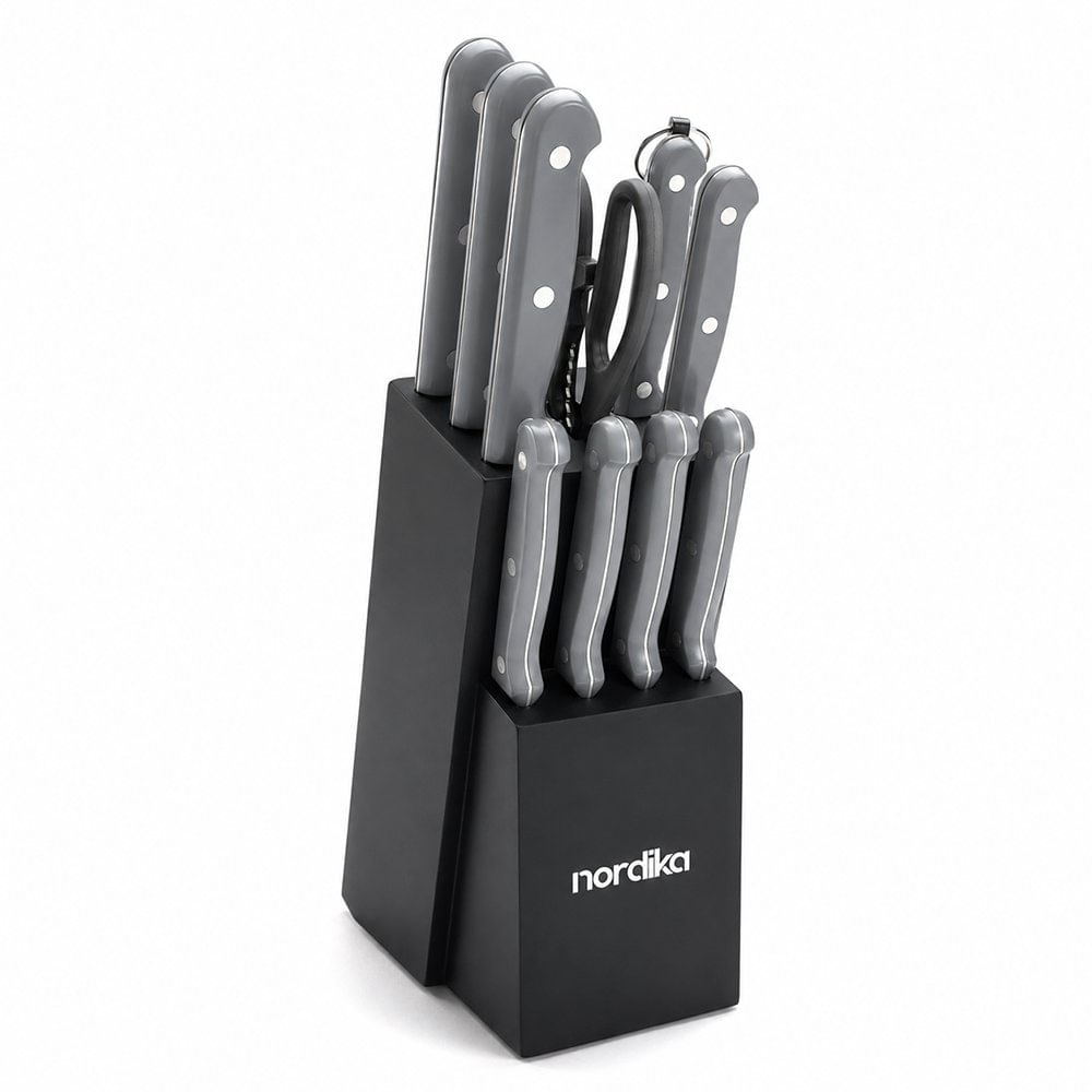 Set de 9 Cuchillos con Base Tijera y Afilador