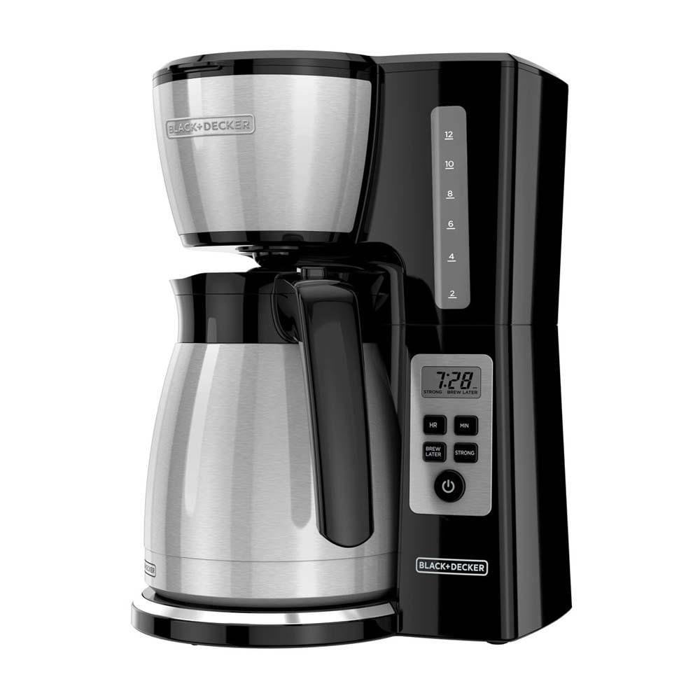 Cafetera Programable con Jarra Térmica para 12 Tazas Color Plateado y Negro Cafetera Progr…