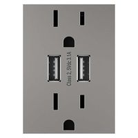 Tomacorriente Doble Con 2 Puertos Usb Gris 15A - Legrand