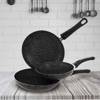 Set De Sartenes Strong Negro 20, 24 Y 26 Cm - Bastiani