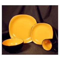 Vajilla 16 Pzas Amarillo Y Negro - Toscana
