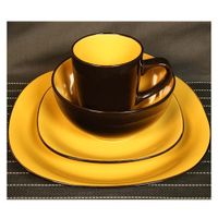 Vajilla 16 Pzas Amarillo Y Negro - Toscana
