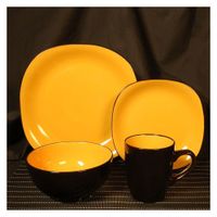 Vajilla 16 Pzas Amarillo Y Negro - Toscana