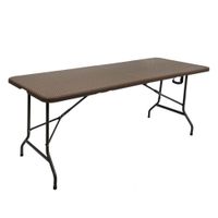 Mesa de Exterior Plegable Plástica Ratán Café
