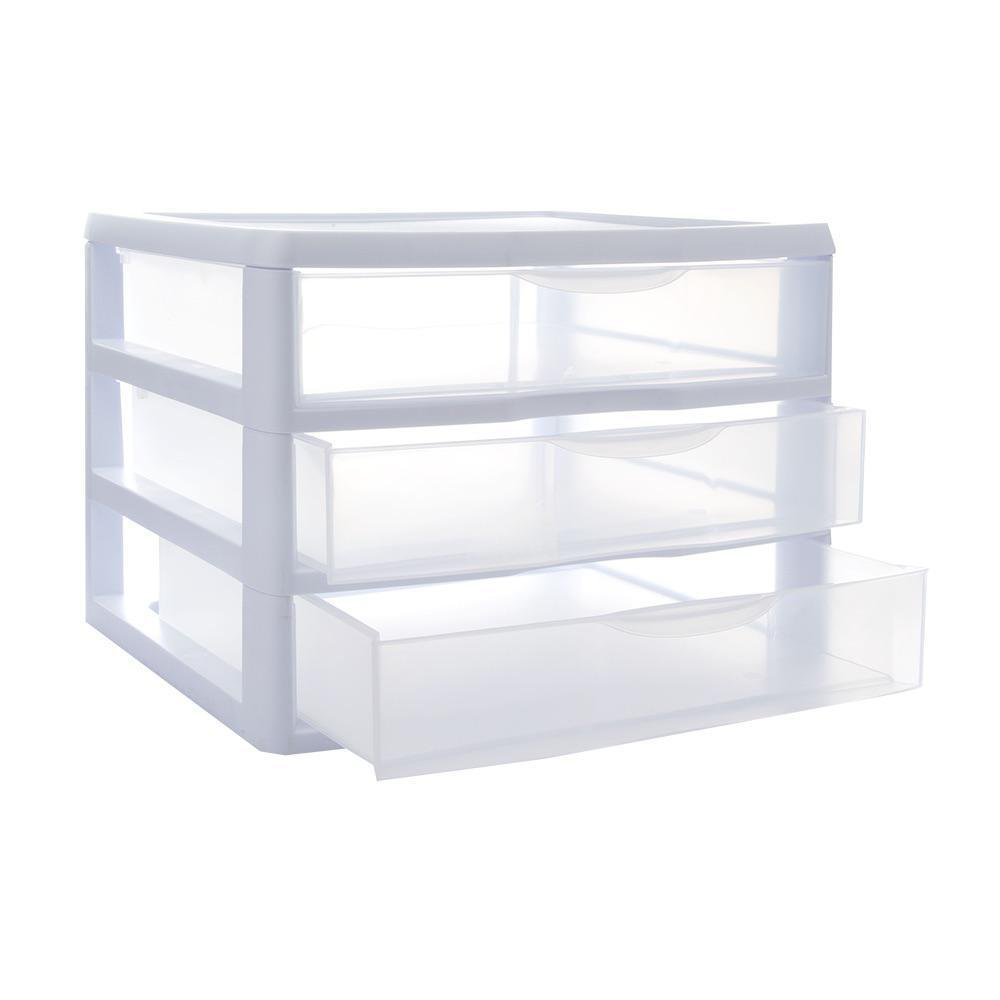 Organizador Plástico Mediano 3 Gavetas Gavetero de Plástico con 3 Gavetas Color Transparen…