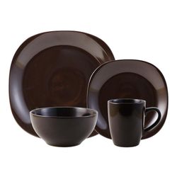 Vajilla 16Pzs Cuadrada Chocolate - Toscana