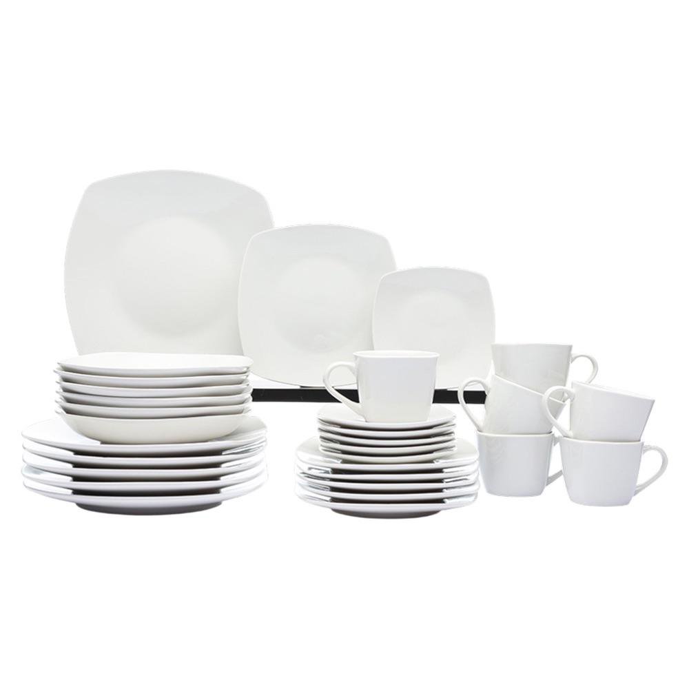 Set de Vajilla de Porcelana de 30 Piezas Color Blanco