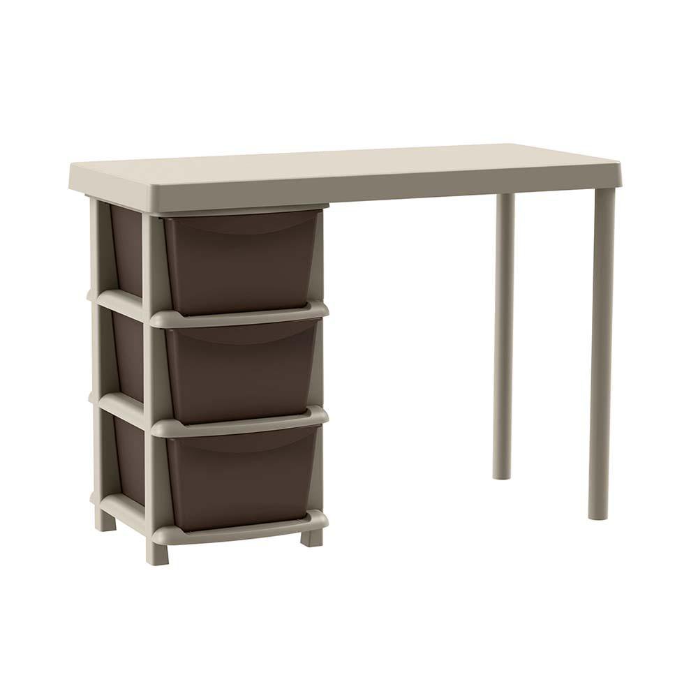 Escritorio Organizate con 3 Gavetas Color Café y Beige