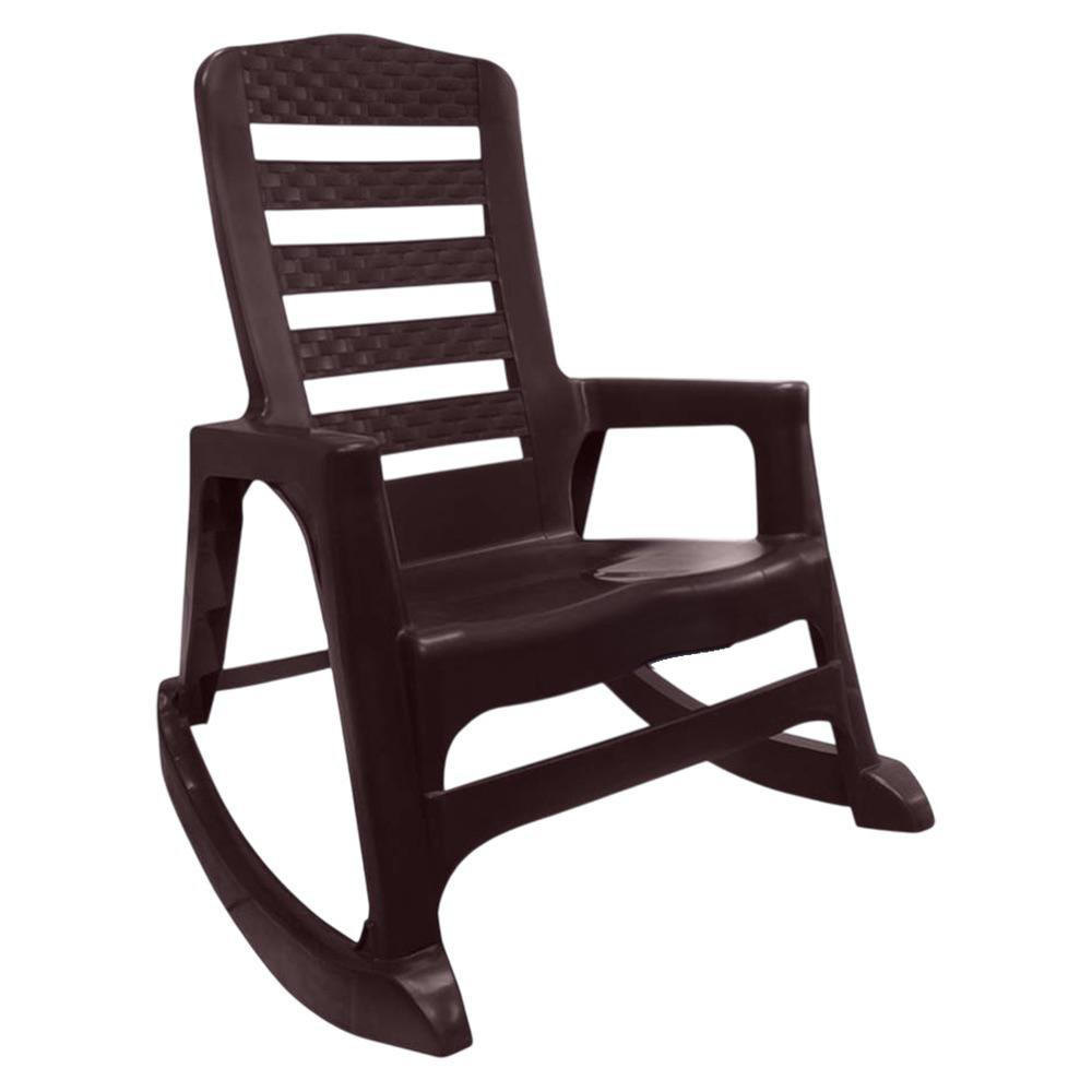 Silla Mecedora de Plástico para Exterior Estilo Ratán - Varios Colores Café