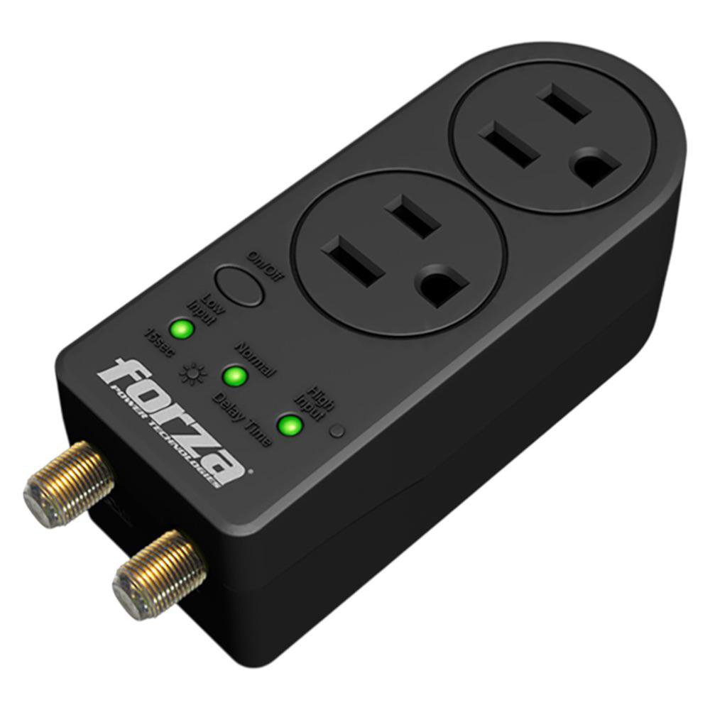 Protector de Sobretensiones 3 en 1 con Salidas Coaxiales y Temporizador en Color Negro