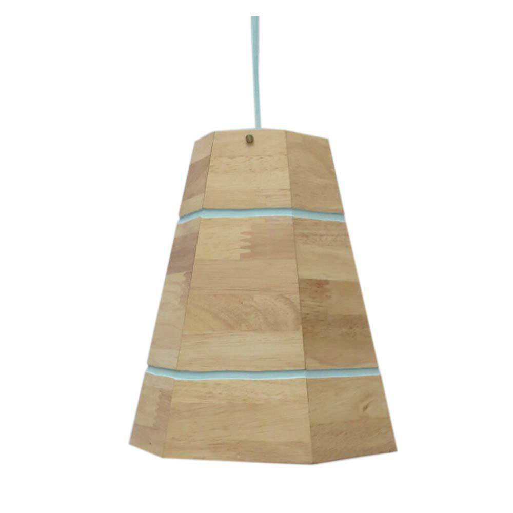 Lámpara Colgante 1 Luz Cono de Madera Clara 40W
