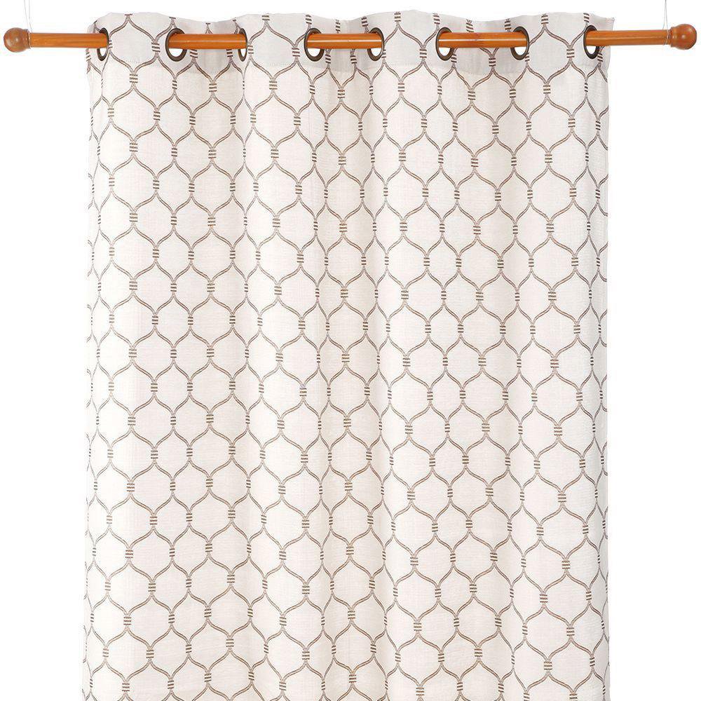 Cortina Jacquard de Poliéster 140 x 240 cm con Ojales - Varios Colores Café y Beige