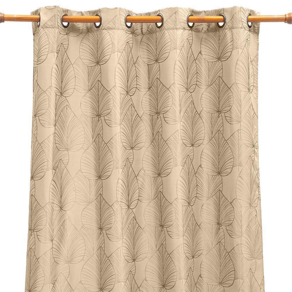 Cortina Jacquard Estampado de Hojas de Poliéster 140 x 240 cm con Ojales - Varios Colores…